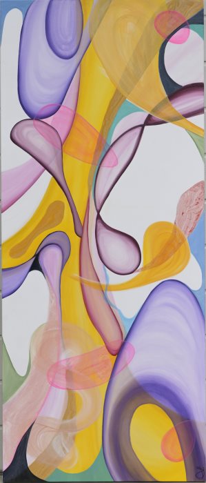 Original abstract painting Wonder by Sung Lee colourful modern wall art 198×84 cm