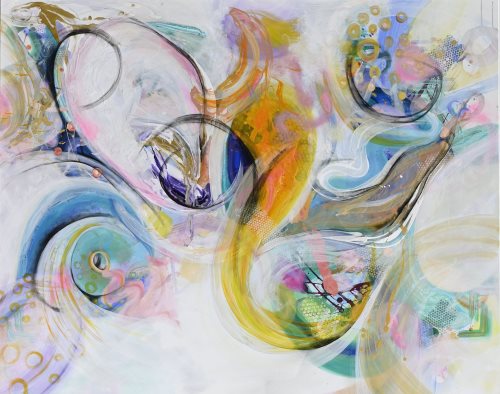 Large Colourful Abstract Painting "Curiosity" by Sung Lee - 151 x 121 cm