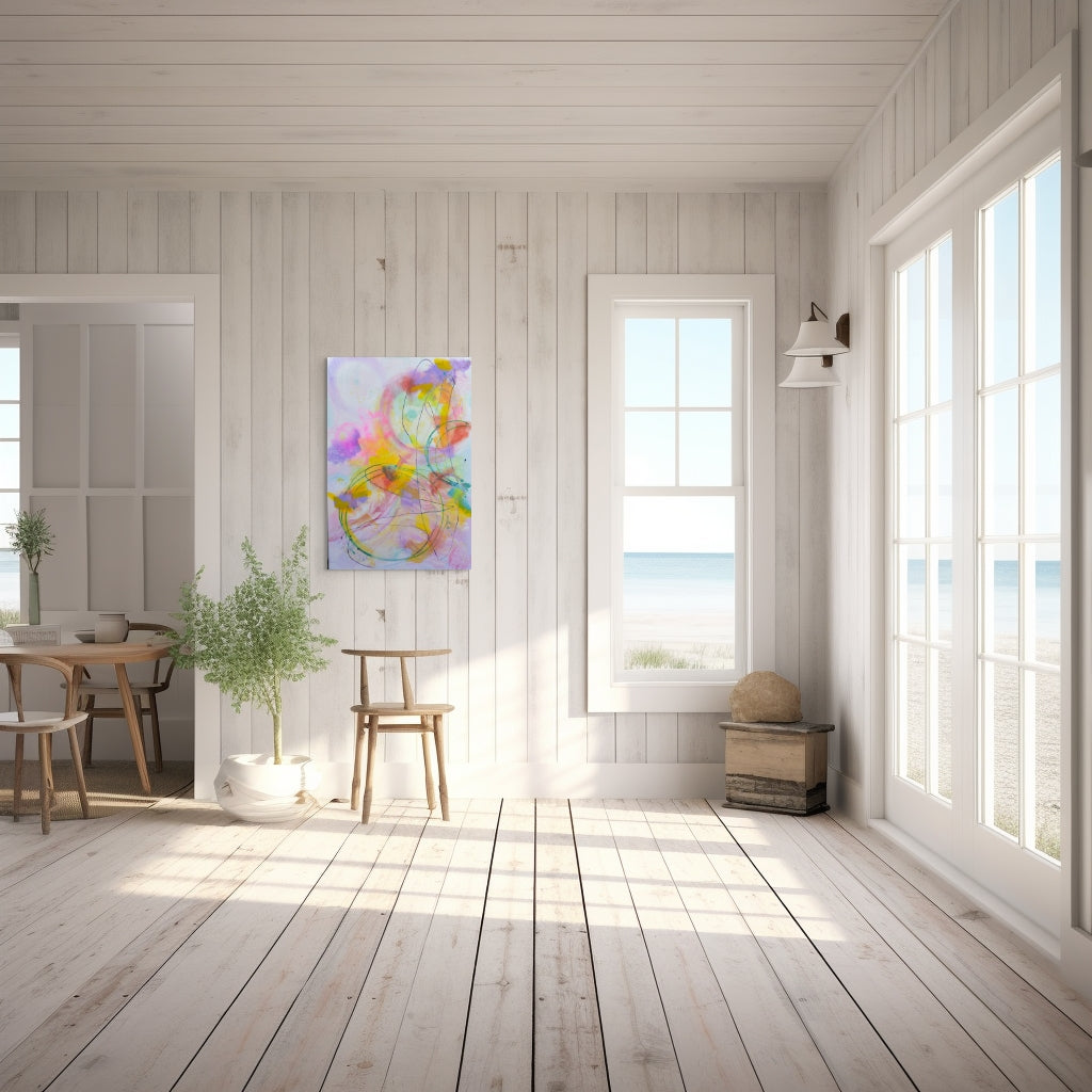 Original abstract painting Tranquility by Sung Lee colourful modern wall art 91×61 cm