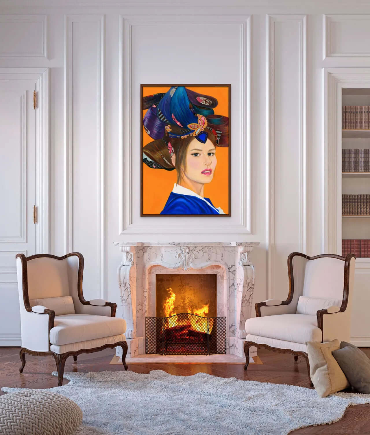 Abstract-Artwork-by-Sung-Lee-Lost-Identity-Felice-Fireplace-Canvas-Limited-Edition-Print-Australia