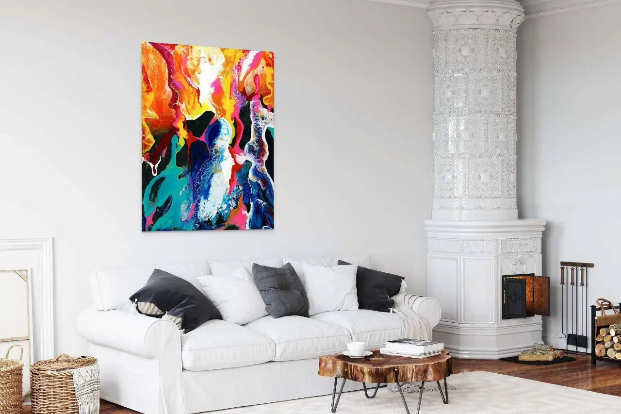 Abstract-Artwork-by-Sung-Lee-Movement-Colours-of-Pain-Large-White-Lounge-Chromaluxe