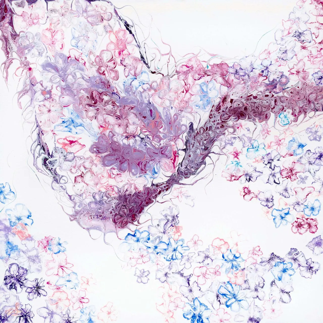 Abstract-Artwork-by-Sung-Lee-Nature-Series-Jacaranda-Two-Original-Painting-on-Canvas