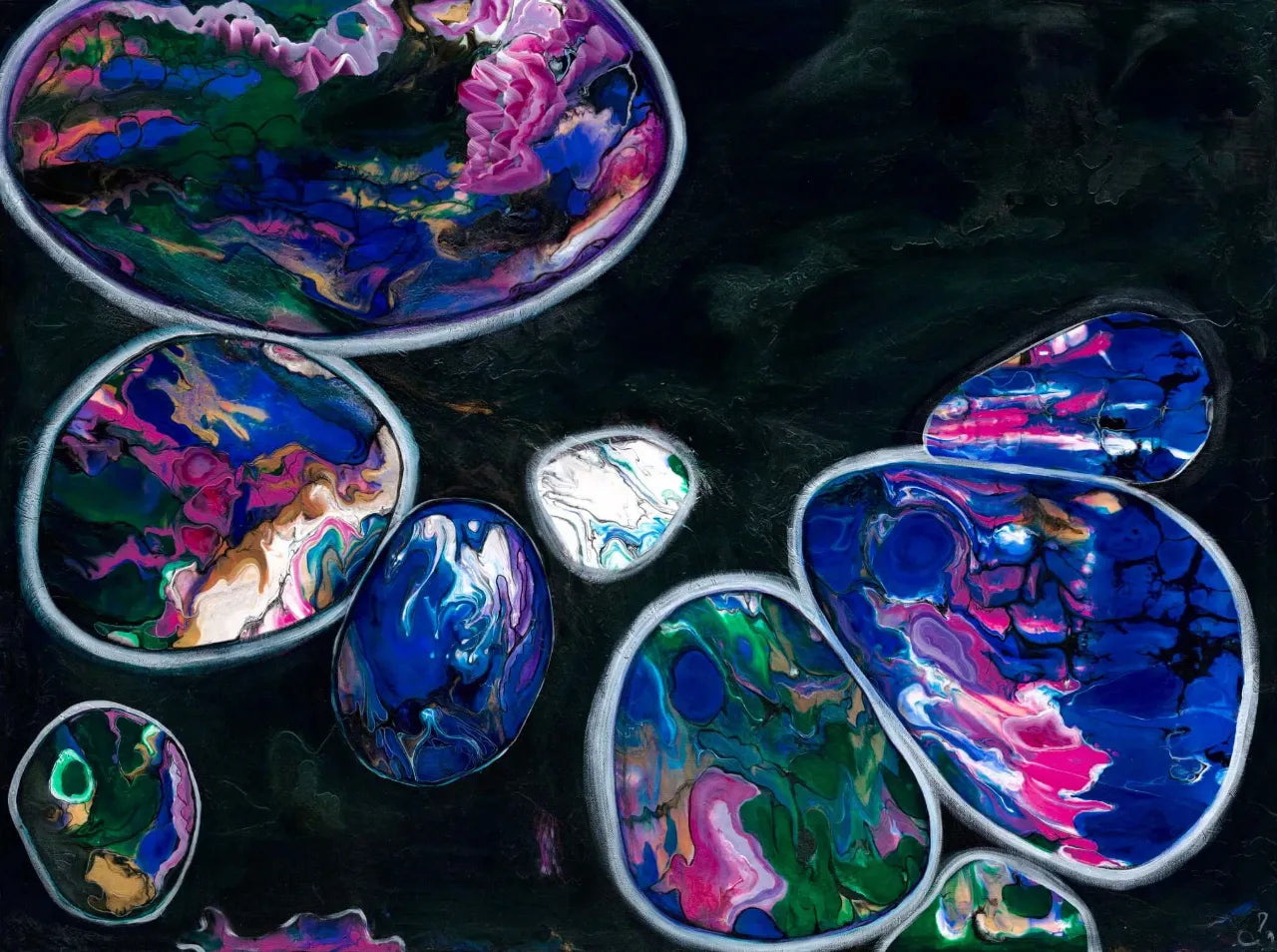 Abstract-Artwork-by-Sung-Lee-New-Zealand-Paua-Shell-Original-Painting-on-canvas