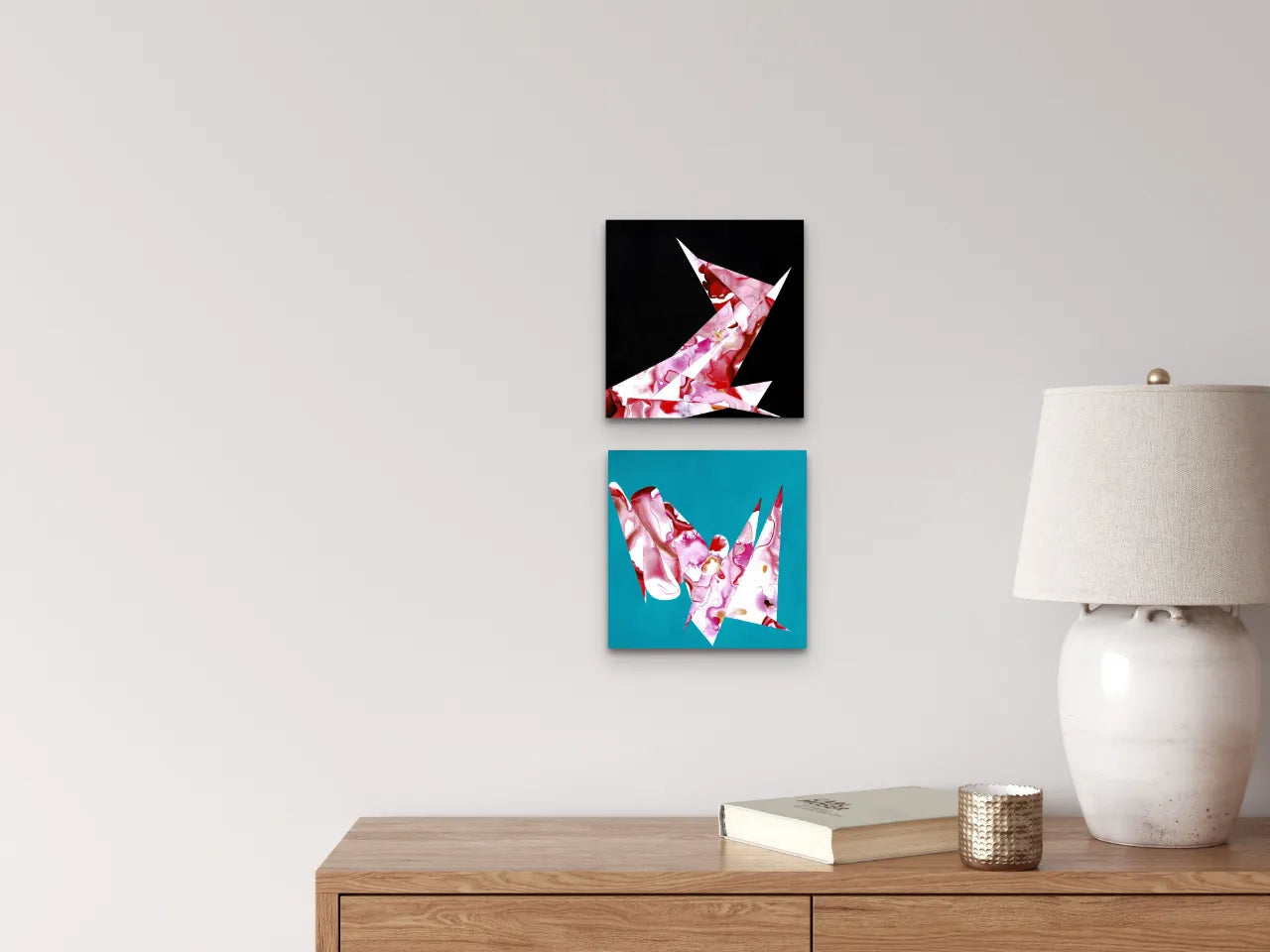 Happy Series - Origami Two (Original abstract painting on timber)