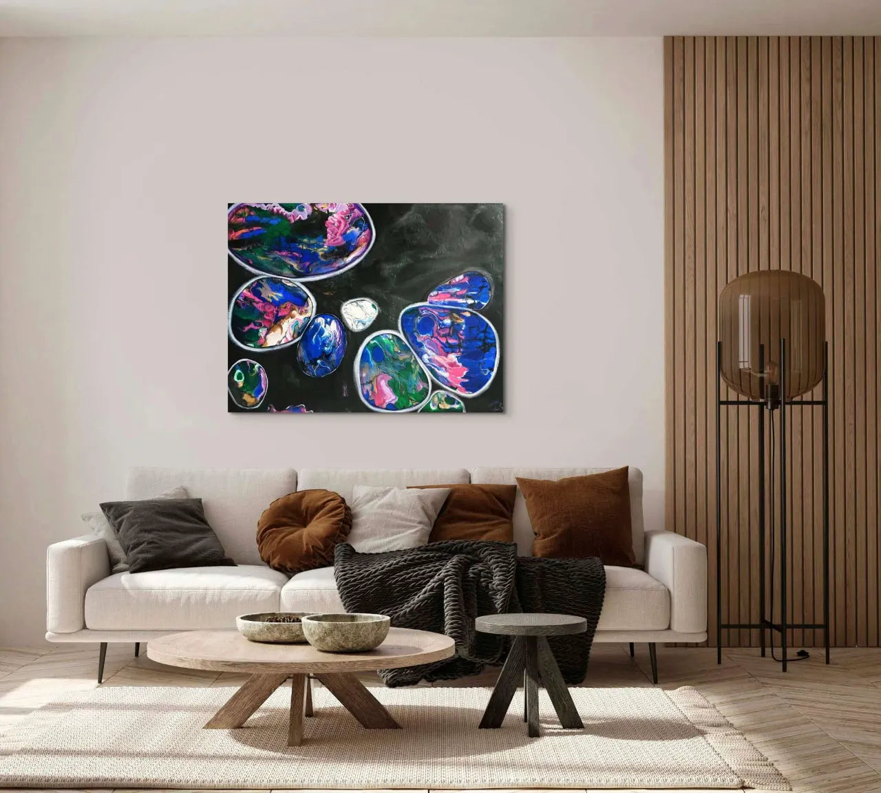 Abstract-Abstract-by-Sung-Lee-Paua-Shell-Warm-Lounge-Original-Painting-on-canvas