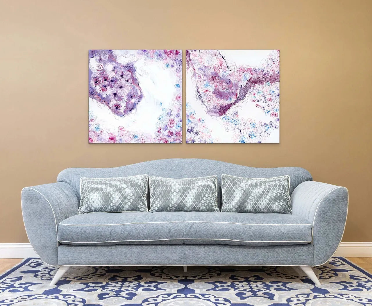 Abstract-Artwork-by-Sung-Lee-Nature-Series-Jacaranda-One-and-Two-Original-Paintings-on-Canvas